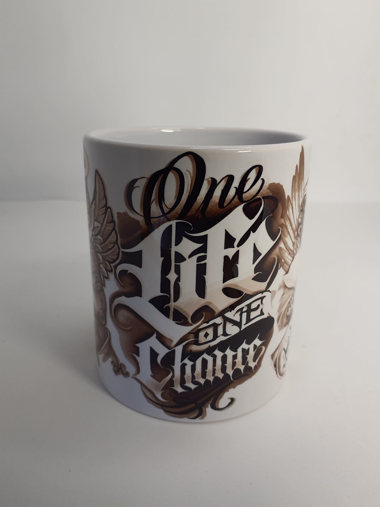 Taza con diseño "Tattoo One Life One Chance" en Blanco